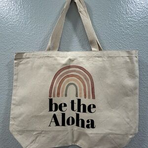 Be The Aloha Canvas Tote - Neutral Rainbow Print